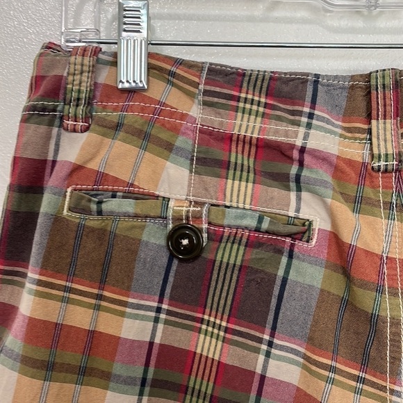 American‎ Eagle Madras Plaid Short Men's  Green & Tan 100% Cotton Inseam 10" - Picture 10 of 14